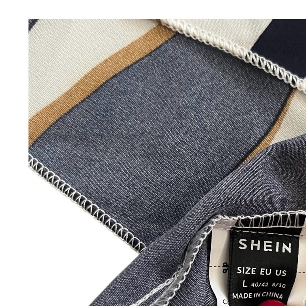 SHEIN asymmetrical neck batwing sleeve top shirt Lcolor block contemporary style - Picture 14 of 15